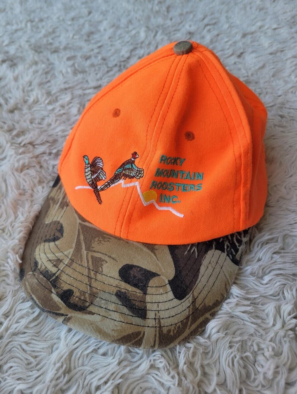Vintage Blaze Orange Camo Pheasant Hunting Hat Adjustable OS
